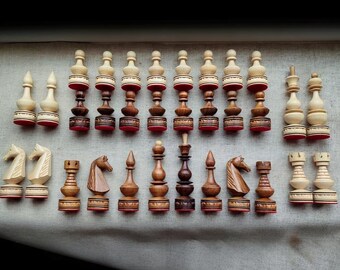 Handmade Wooden Chess Pieces Set Weighted Carved Walnut Chessmen