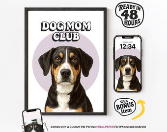 Custom Pet Portrait Personalized Dog Illustration Dog Cat Wall Art Pet Drawing Poster Dog Mom Club Pet Memorial Ideas Unique Pet Lover Gifts