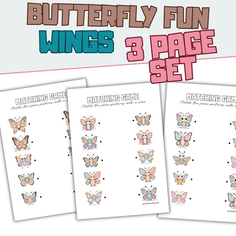 Printable Matching Game Sheets, Preschool Activity, Homeschool Resource ...
