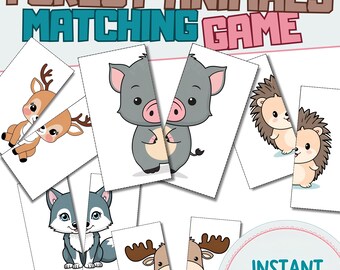 Forest Animal Matching Game Printable - Inspired by Montessori Learning Activity for Toddlers - Woodland Memory Cards - Preschool Game