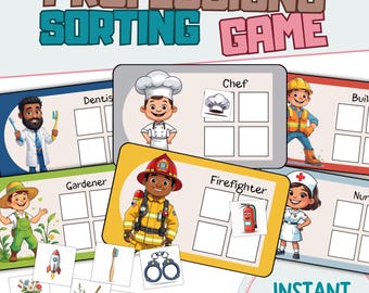 Beroepen Bijpassende kaarten Montessoristijl Sorteerspel Peuterleerspel PDF DIY Kleuterschool Druk Boek Beroepen Puzzelwerkblad