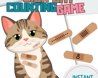 Sick Cat Counting Activity Game Montessori Style Sorting Game Kindergarten Learning PDF Mainecoon Number Recognition Busy Book Math Activity
