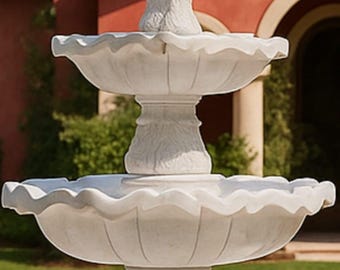 Hand-Carved Marble Fountain ,marble fountain / makrana marble fountain / white marble fountain / garden fountain / outdoor fountain