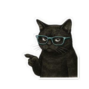 Cool Cat Kiss-Cut Stickers | Geeky Animal Decal for Laptops, Notebooks, and Gifts, Fun Cat Lover Accessories