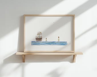 Jesus geht auf dem Wasser Druck: Minimalistische christliche Wandkunst