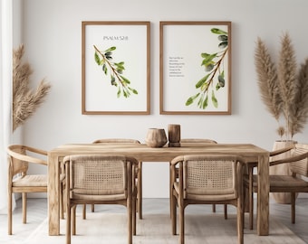 Olive Branch Watercolor Print Set | Psalm 52:8 Christian Wall Art