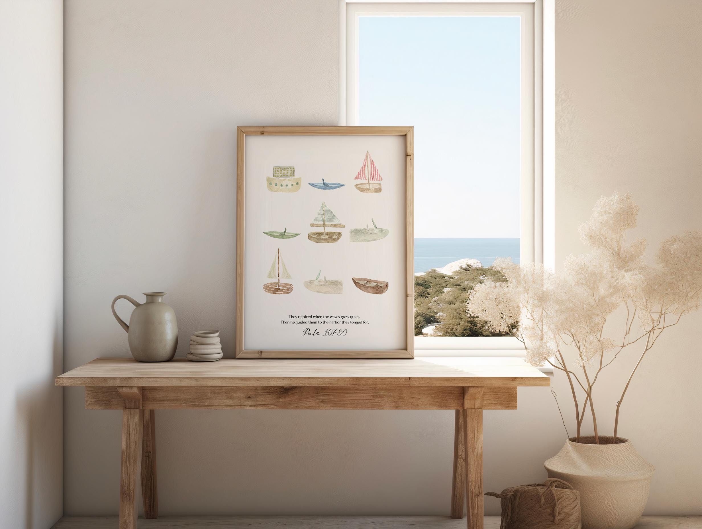 Sailboat Bible Verse Art | Psalm 107:10 Wall Print | Coastal Christian ...