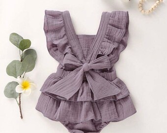 0-6 Months Polly Summer Infant Baby Girls Embroideried Ruffled Floral Romper