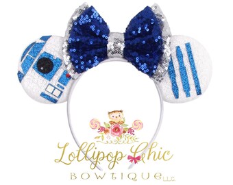 New! R2D2 Star Wars inspired Minnie mouse ear headband