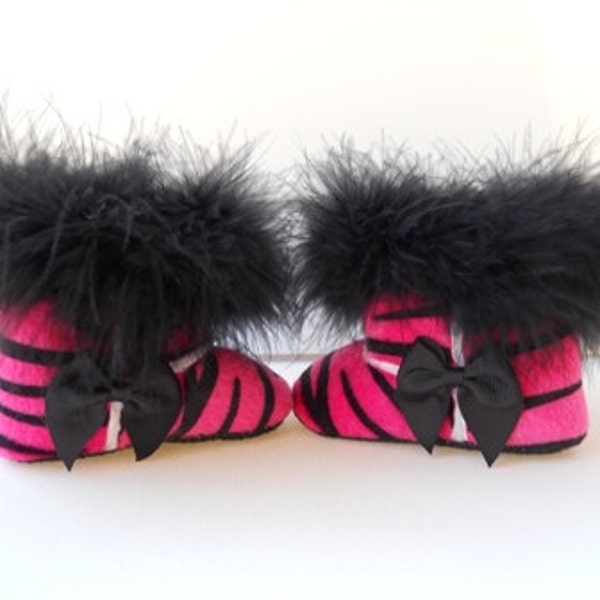 Pink Zebra Baby Boots