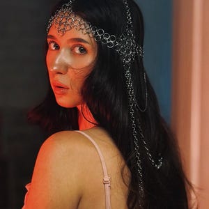Elven Chainmail Hair Drape, Viking Warrior Tiara & Fantasy Bridal Crown