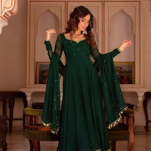 dark green dress for mehndi function Emerald Green Henna Night Dress 40