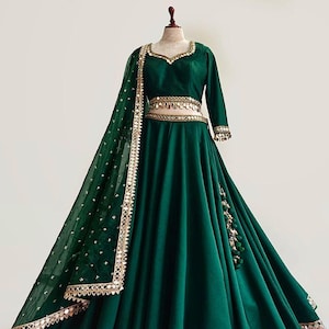 Designer Emerald Green Lehenga Choli for Women | Indian Wedding Guest Outfit | Bridal Party Wear Crop top ready to wear sangeet outfit gifts