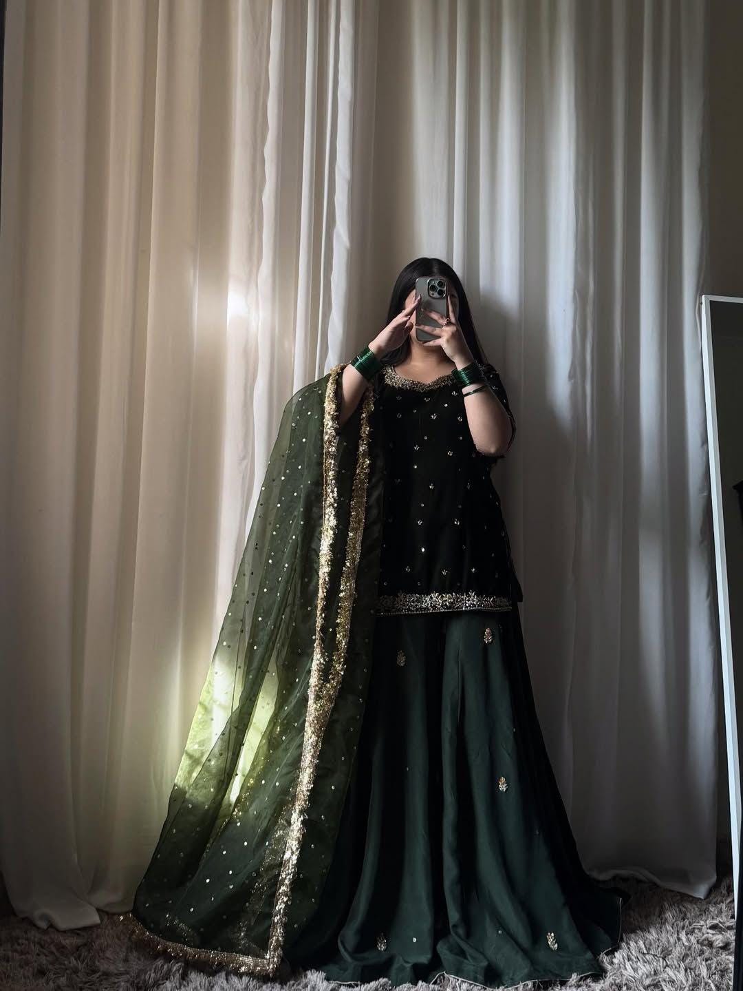 dark green sharara dress From lehenga to sharara: Most Nikah-worthy green ensembles