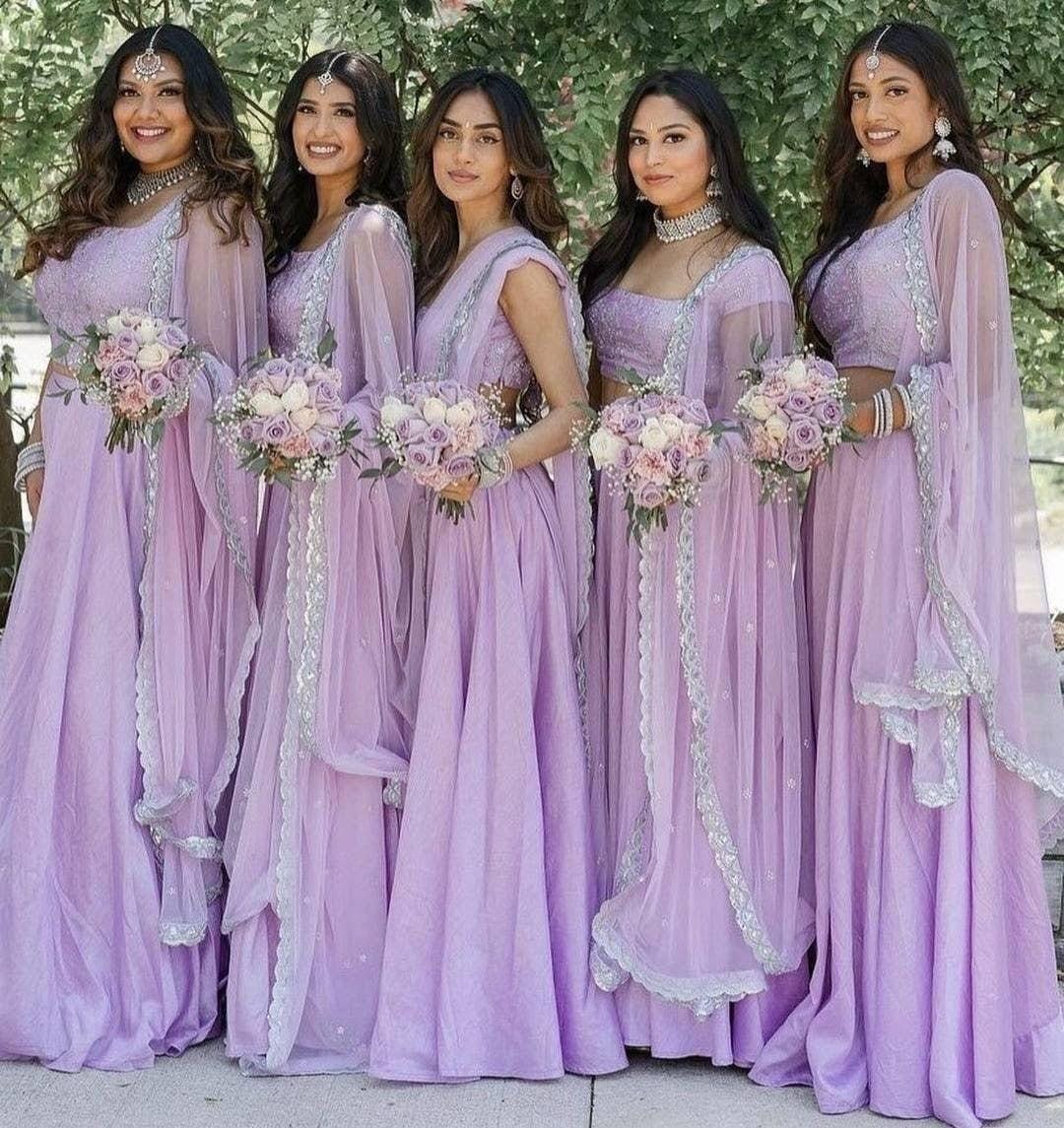 purple indian bridesmaid dresses Lavender Bridesmaid Lehenga Set Indian Wedding Outfit Sangeet Lehenga Matching Bridesmaid Dresses Wedding Party Wear Custom Size Outfit