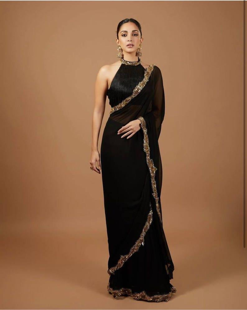 Black and Gold Indo Western - Etsy