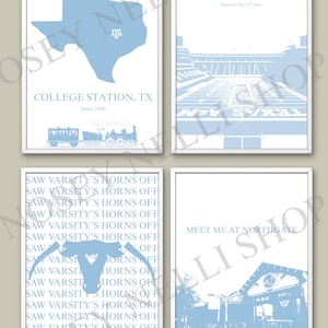 Texas A&M Aggies Digital Print - Northgate, Kyle Field, Saw &#39;Em Off, and College Station Prints.