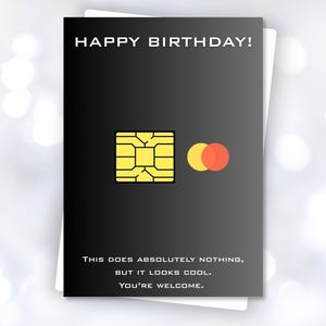 Druckbare Black Tech Geburtstagskarte PDF – Microchip Mastercard Design Lustige Geek Karte Sofortdownload