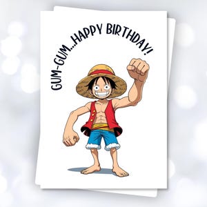One Piece Birthday Card: Luffy&#39;s Fist, Gum-Gum Theme (PDF Downloadable Card