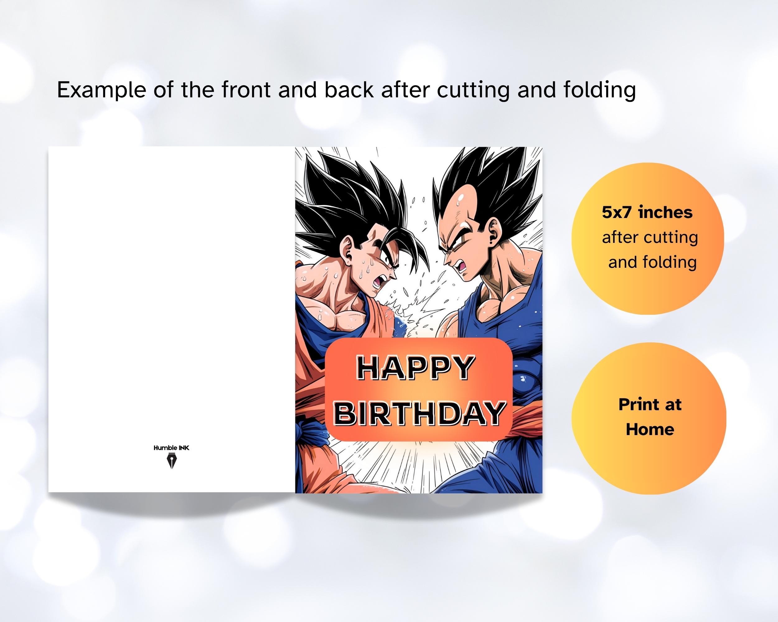 悟空対ベジータの誕生日カード。印刷可能なPDF – ドラゴンボール