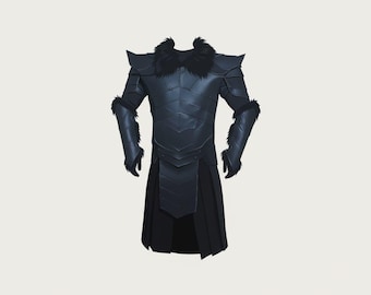 Gothic Warrior Vest: Fur Shoulder Viking Leather Armor Costume