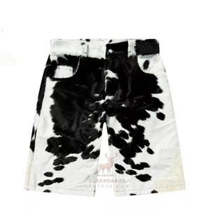 Black & White Genuine Cowhide Leather Shorts for Men, Men&#39;s Leather Short, Pure Black Leather Shorts, Gift for Him, Black Leather Shorts