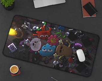 Podkładka na biurko Amazing World of Gumball | Kolorowe akcesoria biurowe | Dekoracja miejsca pracy gracza | Prezent dla nastolatków | Podkładka na biurko z motywem kreskówek