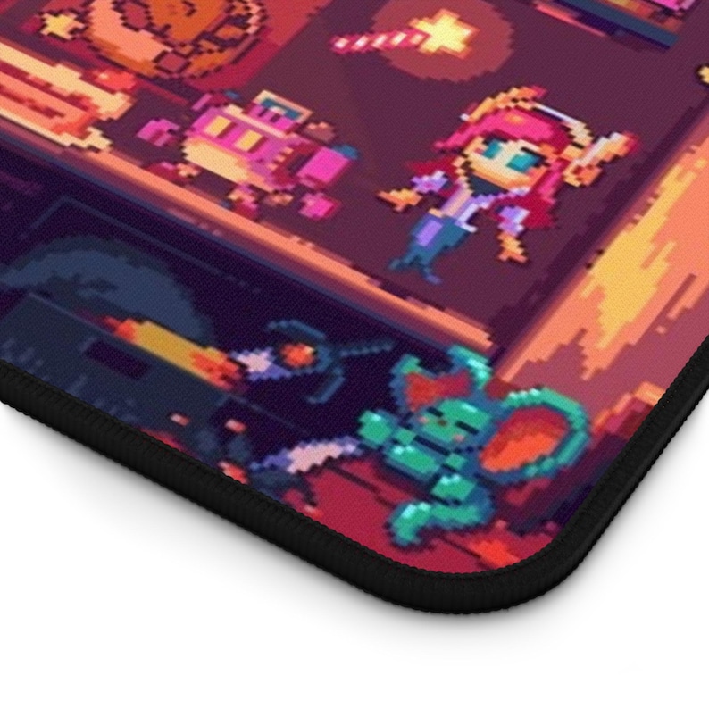 Cozy Kirby Retro Nightroom Pixel Art Desk Mat | Gaming Mousepad | Cute Retro Character Decor image 9