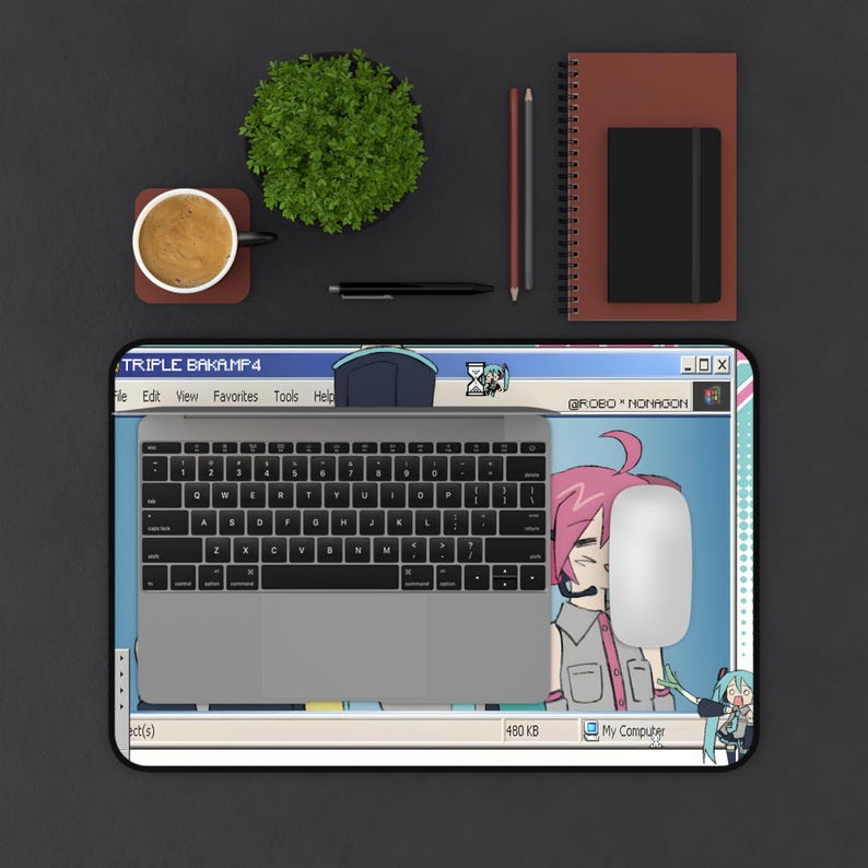 Tapete de escritorio Triple Baka / Decoración de anime Miku, Teto y Neru / Tapete de escritorio gamer / Lindo regalo de oficina / Espacio de trabajo en casa imagen 2