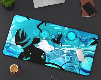 Hatsune Miku Desk Mat | Blue Silhouette Mouse Pad | Gamer Office Decor | Anime Workspace | Student Gift Idea