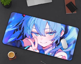 Cool Hatsune Miku Desk Mat | Cute Gamer Mouse Pad | Anime Office Decor | Kawaii Workspace | Otaku Gift Idea