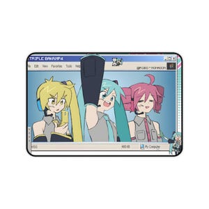 Tapete de escritorio Triple Baka / Decoración de anime Miku, Teto y Neru / Tapete de escritorio gamer / Lindo regalo de oficina / Espacio de trabajo en casa imagen 5