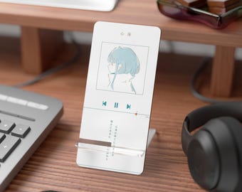 Aesthetic Anime Mobile Stand | Glossy Desk Holder | Customizable Phone Display