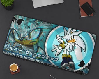 Silver the Hedgehog Gaming Desk Mat | Gamer Mouse Pad | Sonic Desk Decor | Unique Office Gift | Computer Accessories