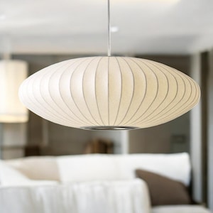 Japanese Silk Hanging Lamp – Handmade Wabi-Sabi Pendant Light – Minimal Origami LED Ceiling Fixture for Home or Restaurant Decor