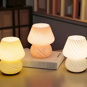 Swirl Glass Table Lamp – Minimalist Soft Ambient Light for Bedroom, Living Room, or Office | Modern Cozy Decor | Classic Interior Lighting