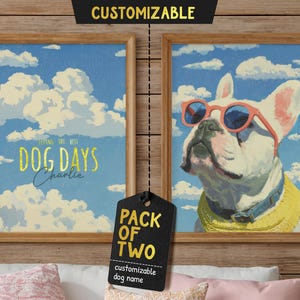Digital personalized French Bulldog Wall Art, Set of 2 digital Puppy Printable Wall Decor, Custom Premium Quality Frenchie Dog Portrait.
