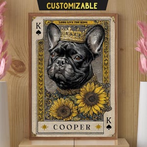 Digital personalized Black French Bulldog Wall Art, Custom Premium Quality Frenchie Dog Portrait, Playful Puppy Printable Wall Decor