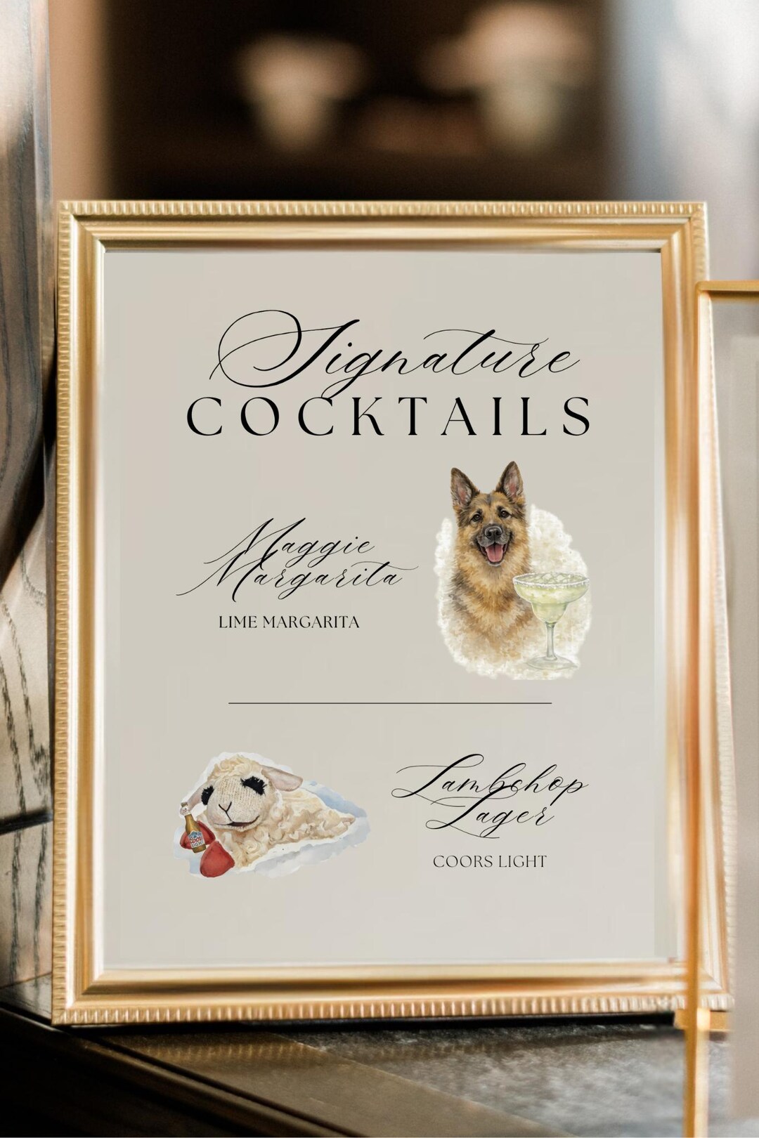 German Shepherd Coors Light & Margarita Signature Cocktail Sign