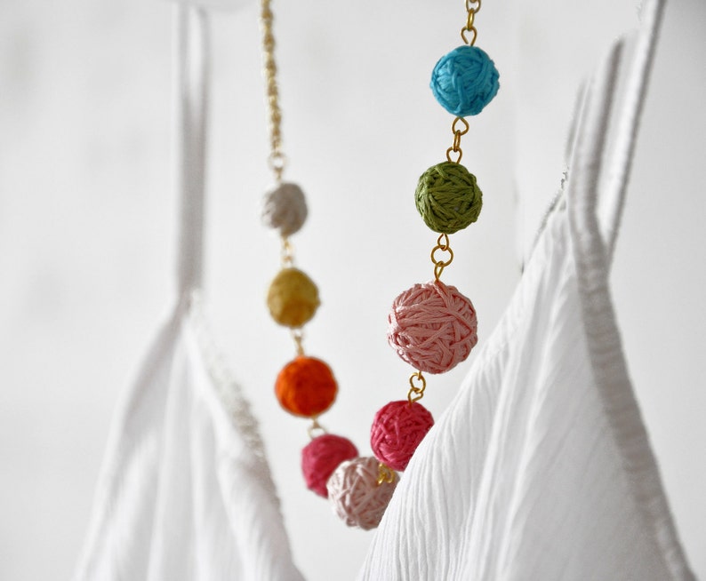 Bib Necklace Fabric Bubble Beads Hand Sewn Statement Necklace Etsy