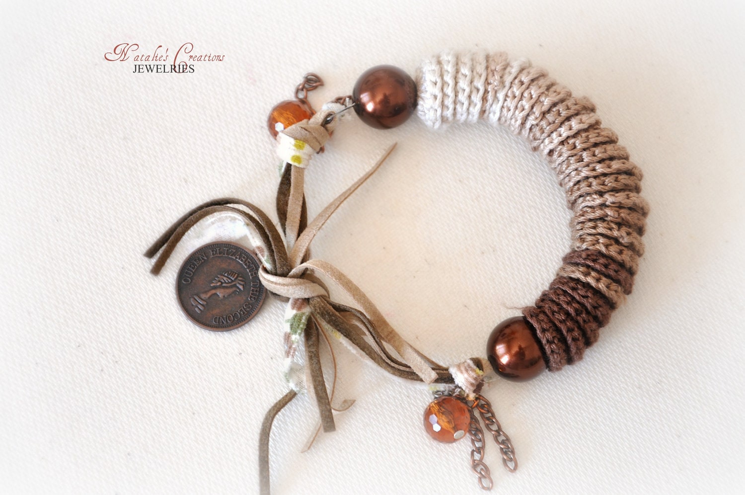 Charm Bracelet Rope Beaded Bracelet Knitted Embroidery Etsy