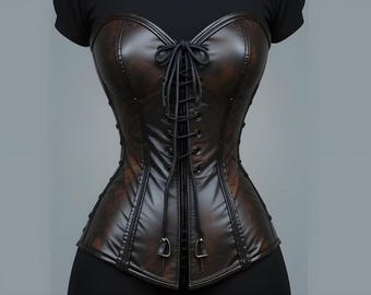 Handmade Leather Underbust Corset: Steampunk Gothic Waist Trainer Halloween Gift