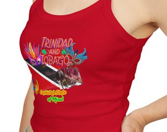 Trinidad en Tobago Tanktop met spaghettibandjes, zomeroutfit, festivalkleding, vakantiekleding, tropische sfeer, eilandculturen, carnavaltopjes