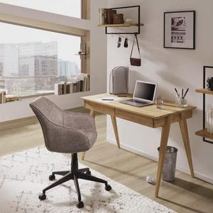 Tavolo per computer unico, tavolo in legno massello di rovere, scrivania, tavolo per computer in legno dal design minimalista, scrivania per computer in legno