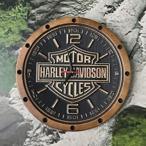 Wooden clock Harley Davidson, wood clocks for wall unique, wood clock engraves, wood clock handcrafted minimalistic, wooden clocks for wall