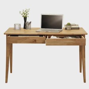 Unique Computer Table, Solid Oak Wooden Table, Desktop, Minimalistic Design Wooden Computer Table, Wooden Computer Desk