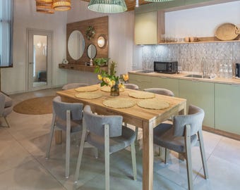 Wooden Dining Table, Handmade Farmhouse Table, Solid Oak Dining Table, Unique Kitchen Table, Wood Dining Table