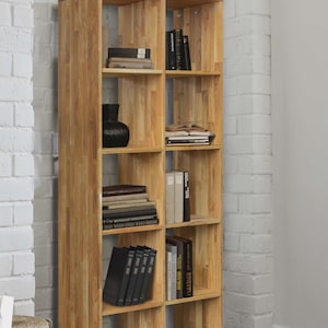 Rustic Bookshelf, Tall Wooden Bookshelf, Solid Wood Storage, Bookcase, Vintage Library, Wood Modern Bookshelf, Wood Office Bookshelf