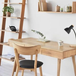 Handmade Writing Desk, Minimalist Wooden Office Desk with three Drawers, Study Desk, Solid Oak Writing Table, Small Wood Computer Desk