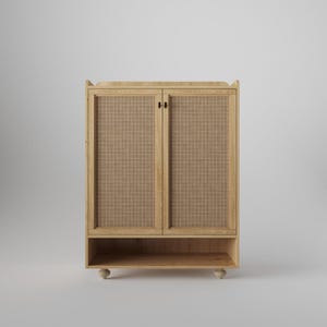 Sideboard aus Holz, handgefertigtes Wohndekor Boho, High Dresser, High Sideboard, Plattenspieler Ständer, Anrichte, Schrank